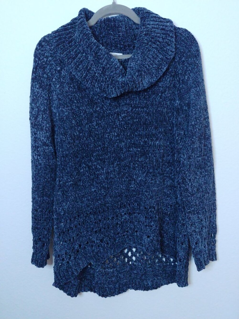 Maurices Blue Chenille Cowl Neck Sweater